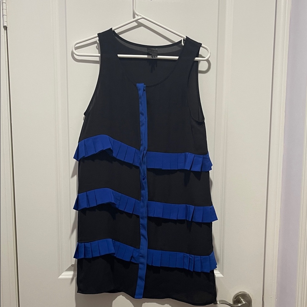 Chic Black Mini Dress with Blue Accents
